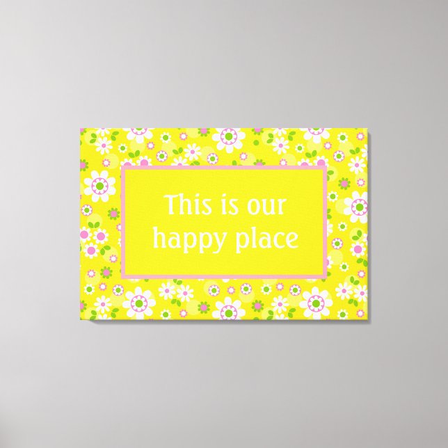 Unsere Happy Place Retro Mod Blume Leinwanddruck (Vorderseite)