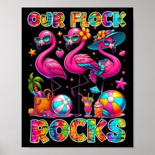 Unsere Herde rockt Flamingo Sommerferien Familien- Poster