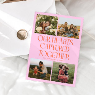 Unsere Herzen Orange Pink Multi Foto Valentinstag Feiertagskarte