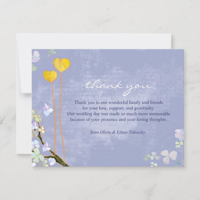 Unsere Herzen Rustic Blue Wedding Vielen Dank Dankeskarte (Vorderseite)