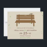 Unsere Hochzeit auf der Bank speichert die Ankündi Save The Date<br><div class="desc">So süß und unwiderstehlich romantisch,  wird diese einzigartige und skurrile Hochzeitskollektion Unsere Bank jeden Gast bei Ihrer Hochzeit bezaubern. Auf Wunsch können Sie eine benutzerdefinierte Farbe wählen. Matching Hochzeiten Einladungen und Sammlung sind auch unter berryberrysweet.com verfügbar.</div>