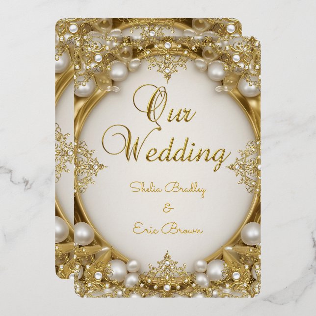 Unsere Hochzeit Folieneinladung (Vorderseite/Rückseite)