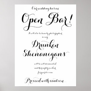 Unsere Hochzeit hat ein offenes Bar-Schild Poster