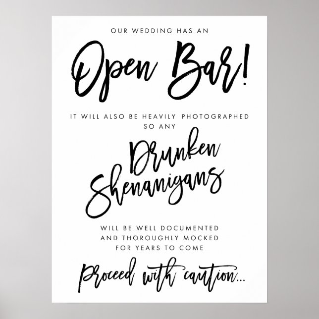 Unsere Hochzeit hat ein offenes, weißes Plakat mit (Vorne)