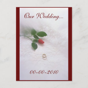 Unsere Hochzeit Hübsche Rote Rose und Rings Postkarte