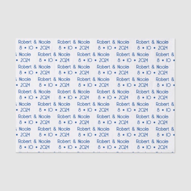 Unsere Hochzeit - Name & Date Tissue Paper, White Seidenpapier (Vorderseite)