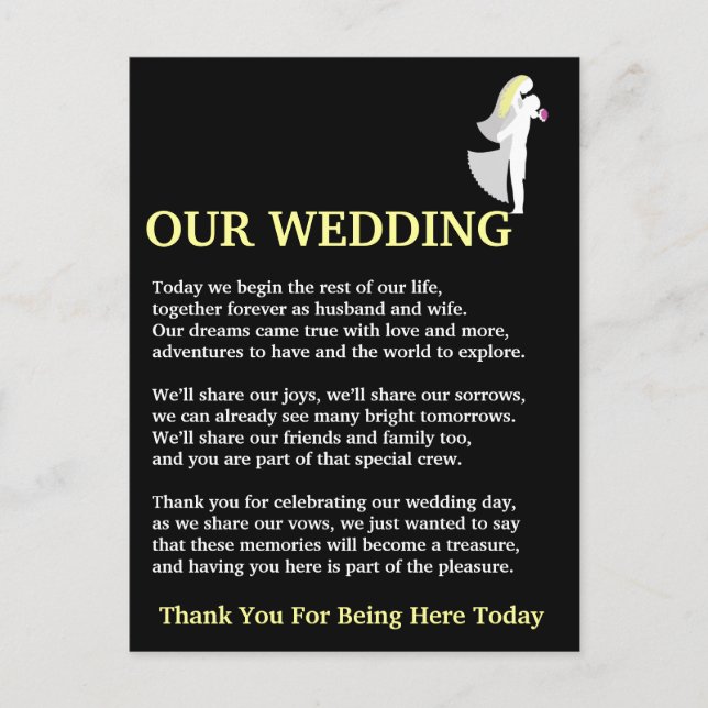 Unsere Hochzeit Postkarte (Vorderseite)