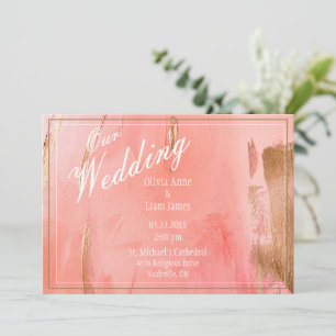 Unsere Hochzeitsfeier Gold Pink Peach Moderne Eleg Einladung