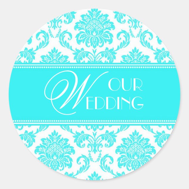 Unsere Hochzeitsklemme für Türkis Runder Aufkleber (Vorderseite)