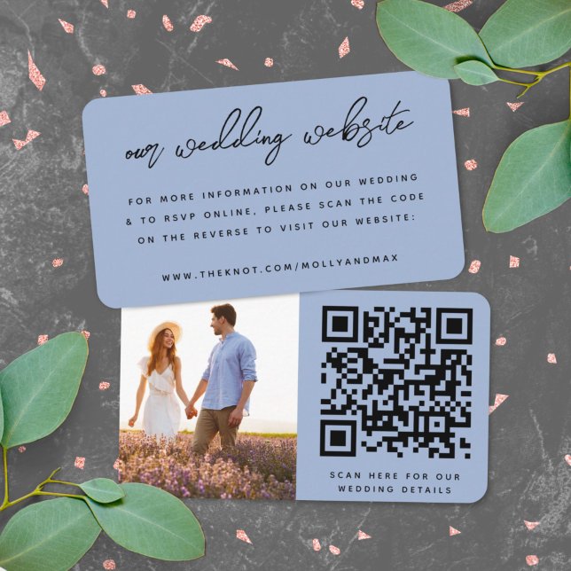 Unsere Hochzeitsseite | QR Code Einfaches Foto UAW Begleitkarte (Direct guests seamlessly to your wedding website using this QR code photo invite enclosure card)