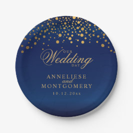 Unsere Hochzeitstag-Marine-Blauu. Pappteller