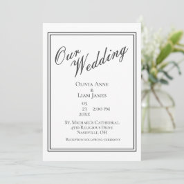 Unsere Hochzeitsweiße Schwarze Moderne Elegante Ho Einladung