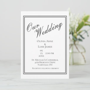 Unsere Hochzeitsweiße Schwarze Moderne Elegante Ho Einladung