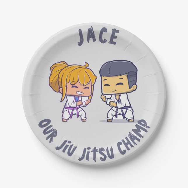 Unsere Jiu Jitsu Champ Birthday Papierplatte Pappteller (Vorderseite)