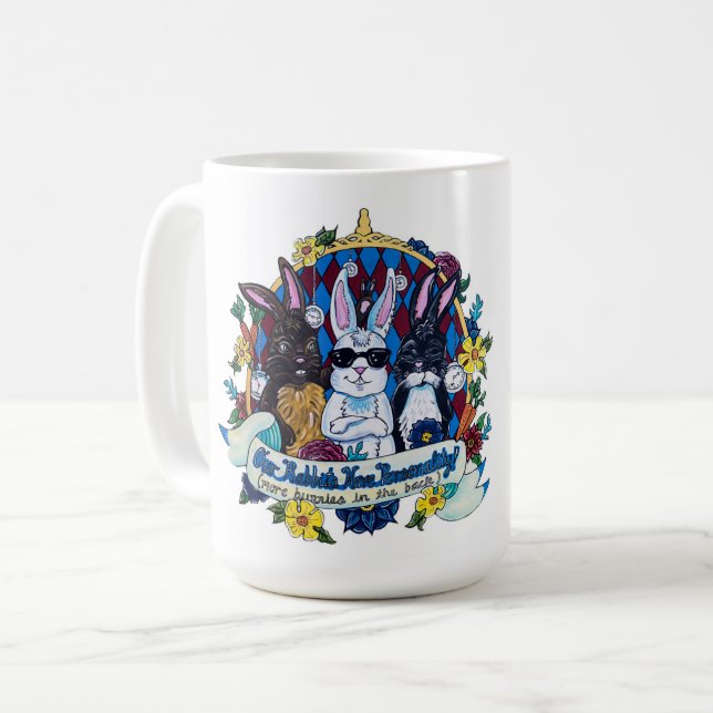 Unsere Kaninchen haben Persönlichkeit! Kaffeetasse (Vorderseite Links)