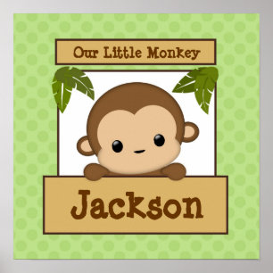 Unsere kleine Affe Art drucken Personalisierten Na Poster