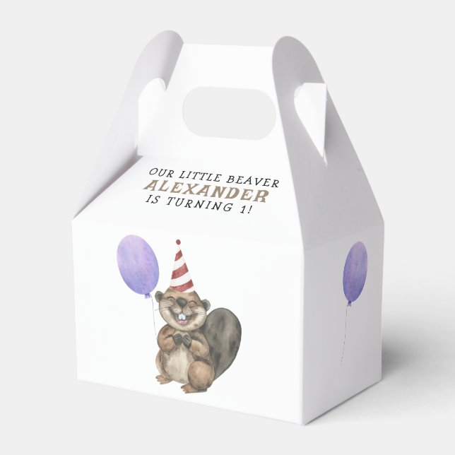 Unsere kleine Biber-Geburtstagsparty Geschenkschachtel (Vorderseite)