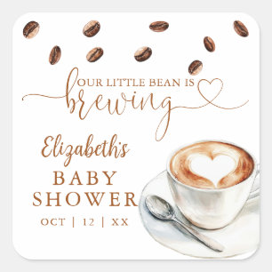 Unsere kleine Bohne braut Kaffee - Baby Shower Quadratischer Aufkleber