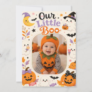Unsere kleine Boo Halloween-Foto Einladung