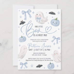 Unsere kleine Boo kommt bald Blaue Babyparty Einladung