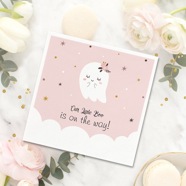Unsere kleine Boo Pink Babydusche Napkins - Geist Serviette (Our Little Boo is on the way!)