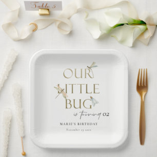 Unsere kleine Bug Gold Dragonfly jeden Geburtstag Pappteller
