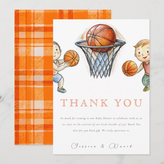 Unsere kleine Champ Basketball Basketball Basketba Dankeskarte (Vorne/Hinten)