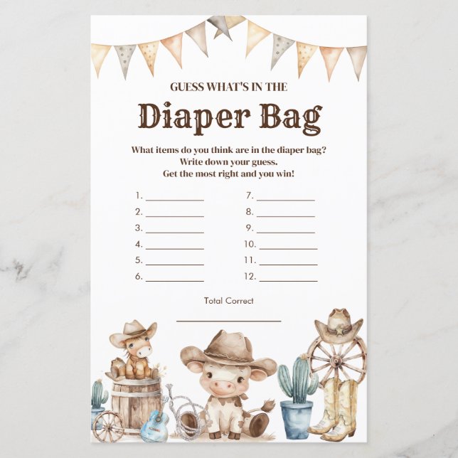 Unsere kleine Cowboy-Babydusche Was in der Windelb (Vorderseite)