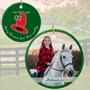Unsere kleine Cowgirl grünes Weihnachten Keramik Ornament