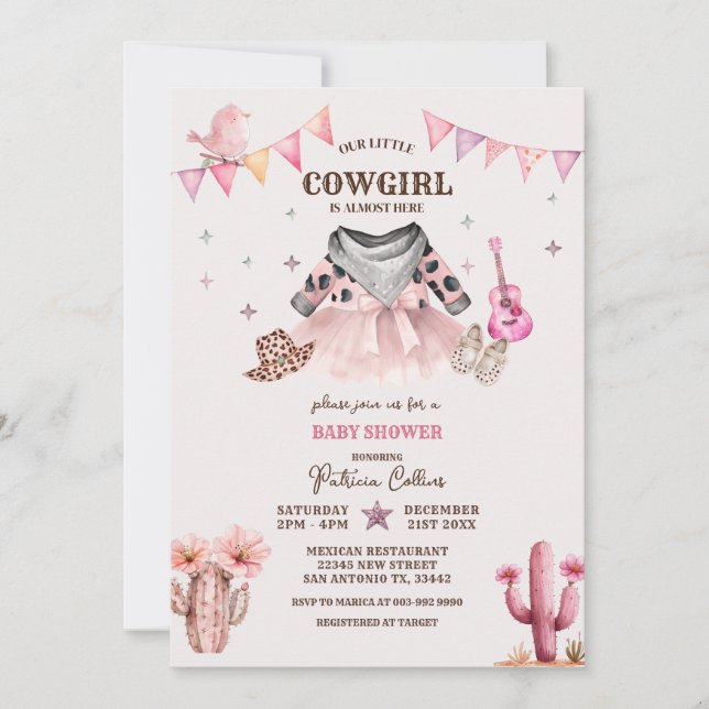 Unsere kleine Cowgirl Western Babydusche Einladung (Vorderseite)