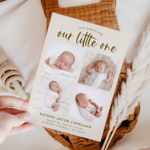Unsere kleine Creme-Multi-Foto-Geburt Ankündigung