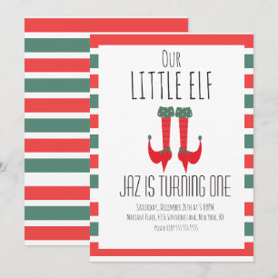 Unsere kleine Elf-Elf Feet erste Geburtstagsparty Einladung