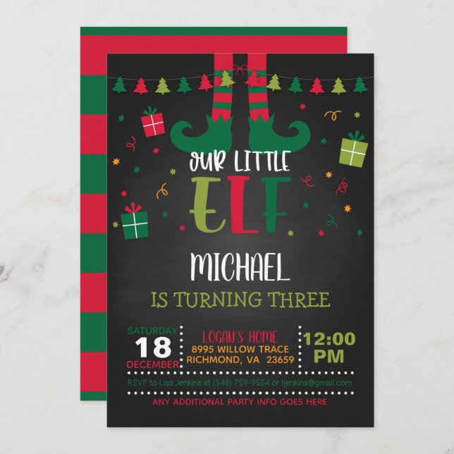 Unsere kleine Elf zum Geburtstag - BL Einladung (Vorne/Hinten)