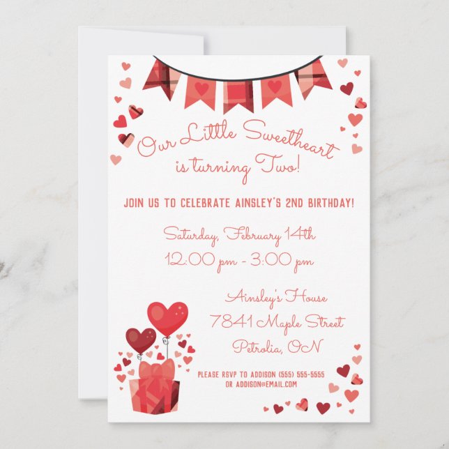 Unsere kleine Geburtstagsparty von Sweetheart Einladung (Vorderseite)