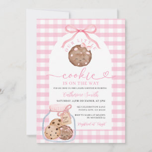 Unsere kleine Kekse Baby Dusche in Jar Pink Gingha Einladung