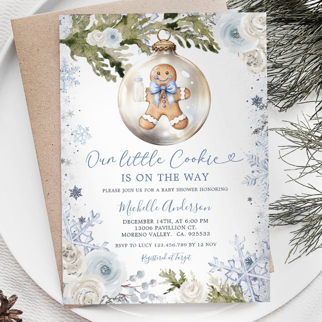 Unsere kleine Kekse Blue Snowflake Boy Baby Dusche Einladung (Von Creator hochgeladen)