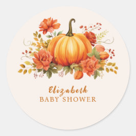 Unsere kleine Kürbis Blumenbrause Baby Dusche Runder Aufkleber