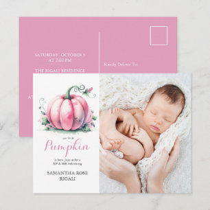 Unsere kleine Kürbiscreme und Babydusche lädt ein Feiertagspostkarte