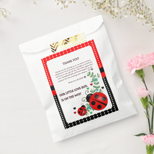 Unsere kleine Liebe Bug Red Black Baby Dusche Geschenktütchen (Versiegelt)