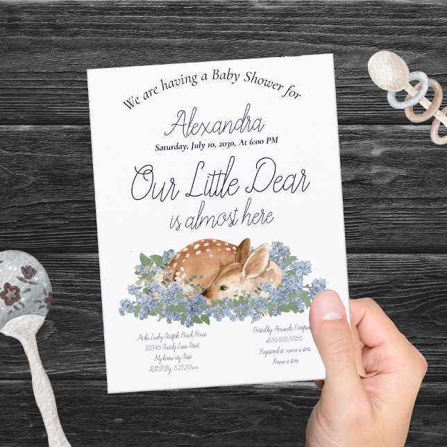 Unsere kleine Liebesdusche Deer Dusty Blue Baby Bo Postkarte (Von Creator hochgeladen)