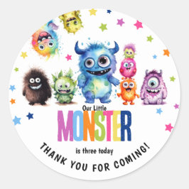 Unsere kleine Monster-Party jeden Alters Runder Aufkleber