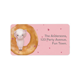 "UNSERE KLEINE PIGGY" Liebe & Bagels Weichrot Adressaufkleber