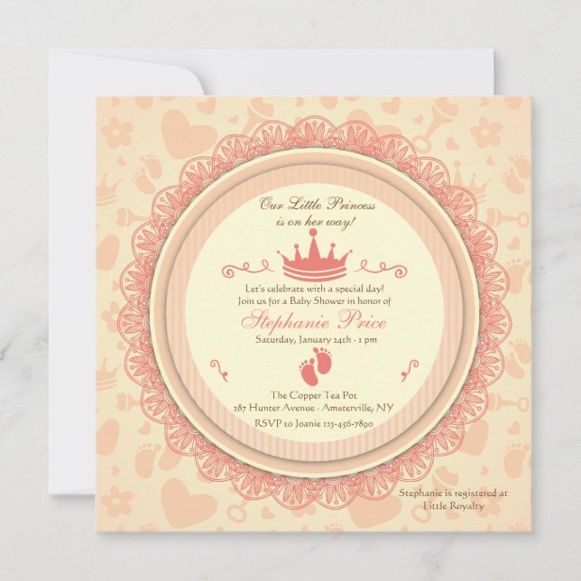 Unsere kleine Princess Babydusche Einladung (Vorderseite)