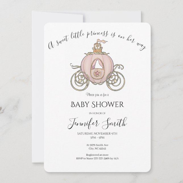Unsere kleine Princess-Babydusche lädt ein - Märch Einladung (Vorderseite)