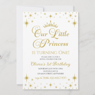 Unsere kleine Prinzessin Royal Gold und Blau Gebur Einladung