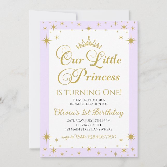 Unsere kleine Prinzessin Royal Gold und Blue zum G Einladung (Vorderseite)
