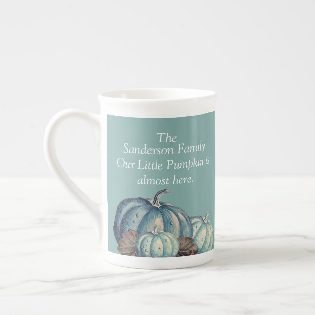 Unsere kleine Pumpkin Blue Pumpkin Baby Dusche Prozellantasse (Links)