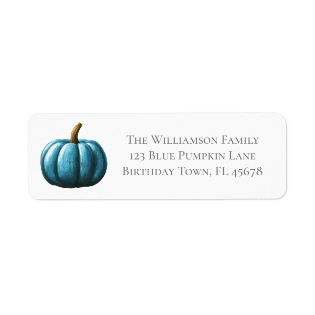 Unsere kleine Pumpkin Blue Rücksendeadresse (Vorne)