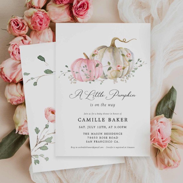 Unsere kleine Pumpkin Girl Babydusche Einladung (A Little Pumpkin Pink Girl Baby Shower Invitation)