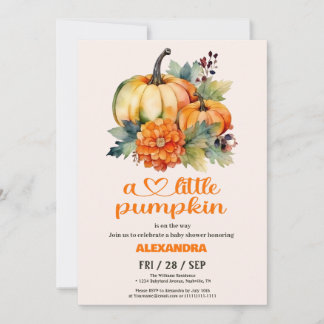Unsere kleine Pumpkin Girl Babydusche Einladung